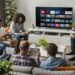 streaming apps, family watching TV, digital entertainment
