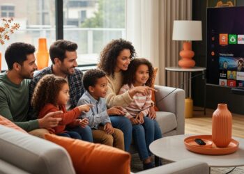 Firestick streaming apps, living room, family interaction