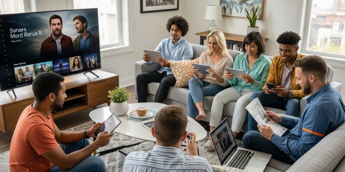 streaming apps, digital lifestyle, people using devices