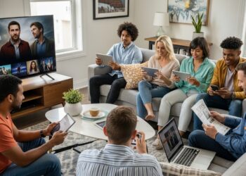 streaming apps, digital lifestyle, people using devices